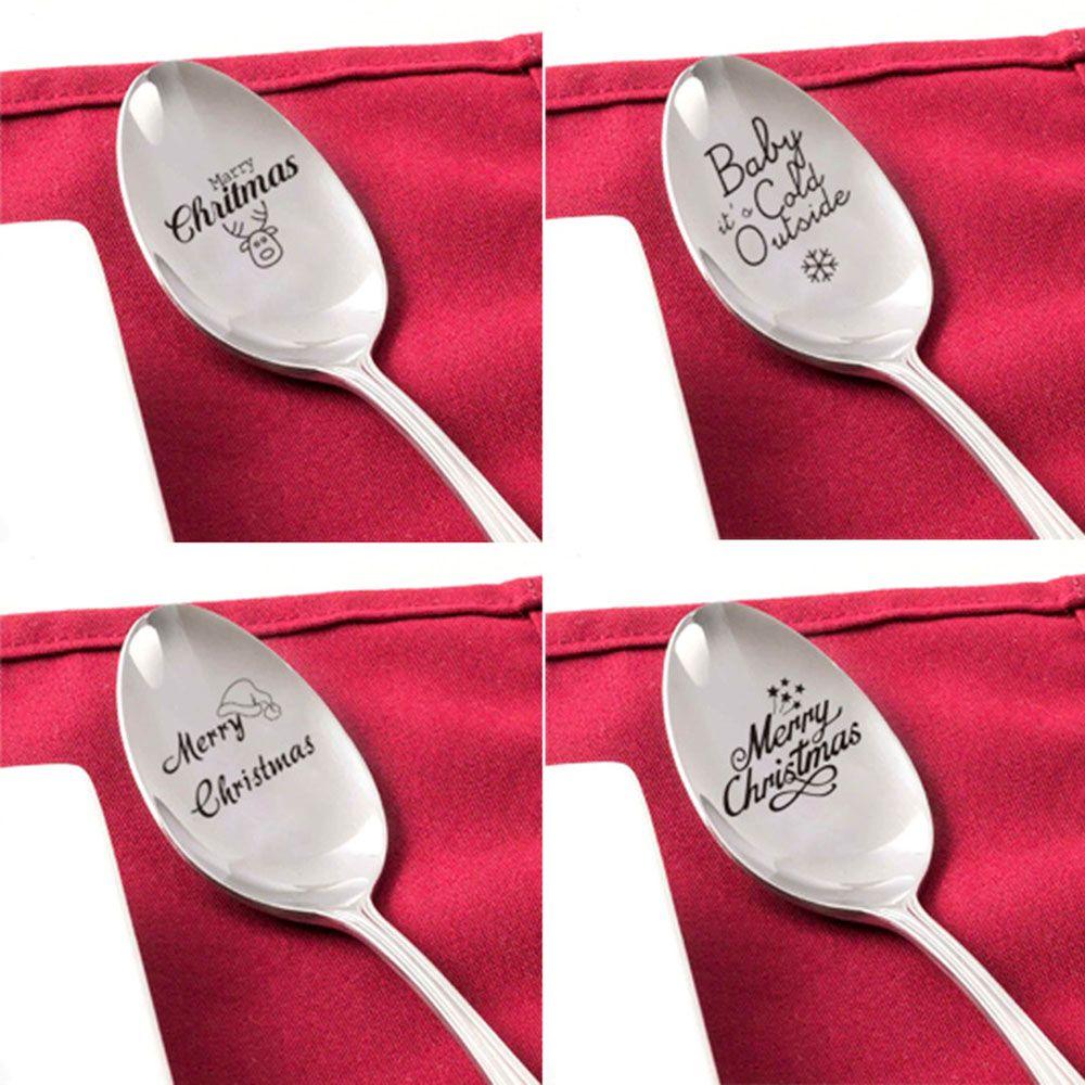 New Year Anniversary Best Present Tableware Coffee Spoons Christmas Spoon Teaspoon Engraved Spoon