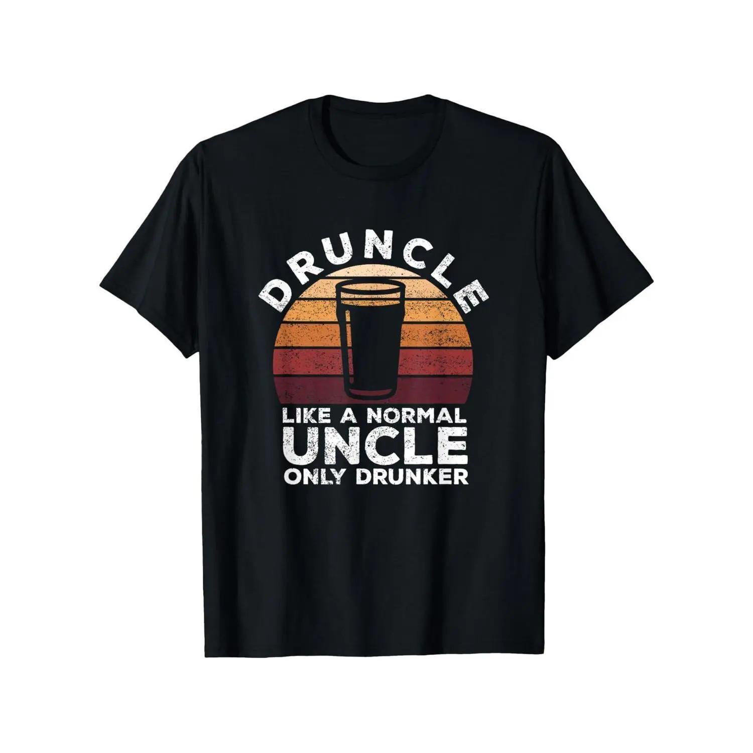 Humorous Vintage Beer Graphic T-Shirt Featuring Druncle Like A Normal Uncle Only S разноцветный