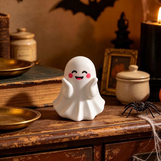 Halloween Party Supplies Ghost Pen Holder, Cute Mini Figurine Desk Decor, Funny Novelty Office Decor Pencil Stand Ornament, Creative Organizer