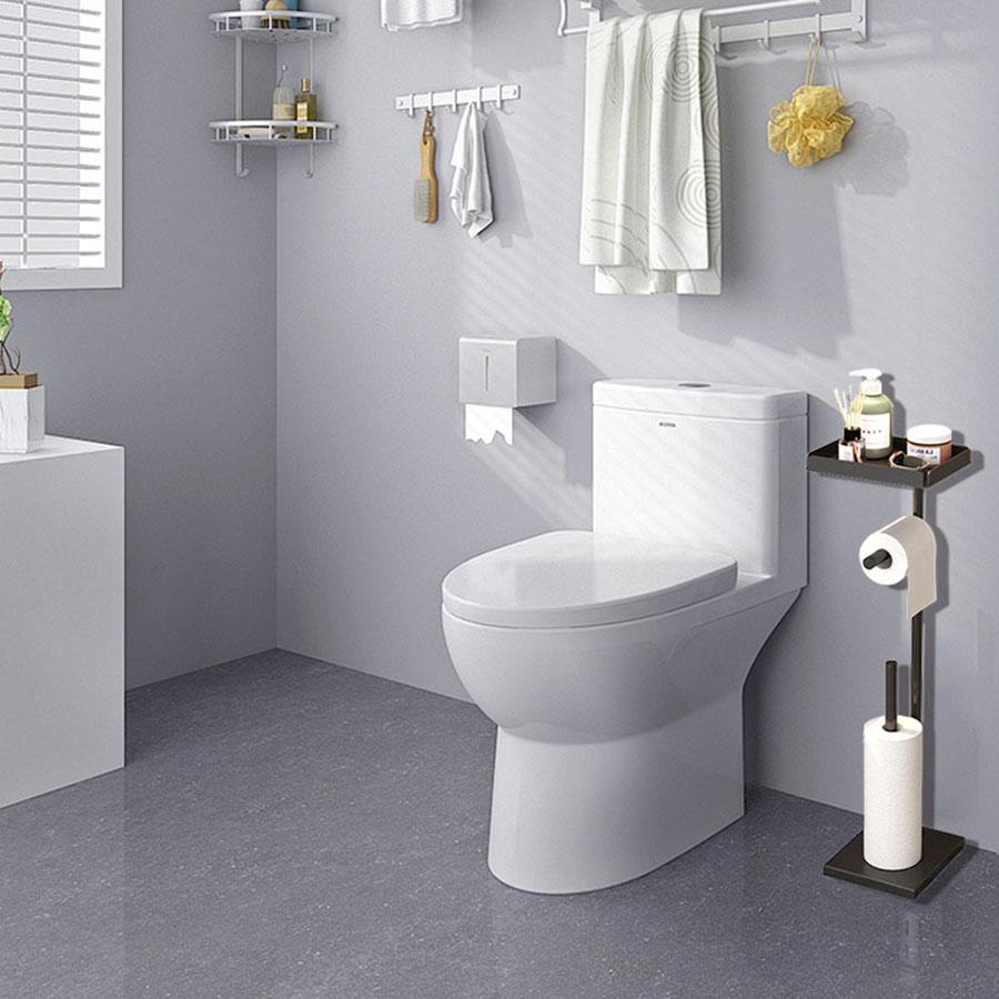 Toilet Paper Holder Rack Free Standing with Storage Roll Paper Holder Floor Stand Tissue Toilet Paper Holder Brushed Bathroom