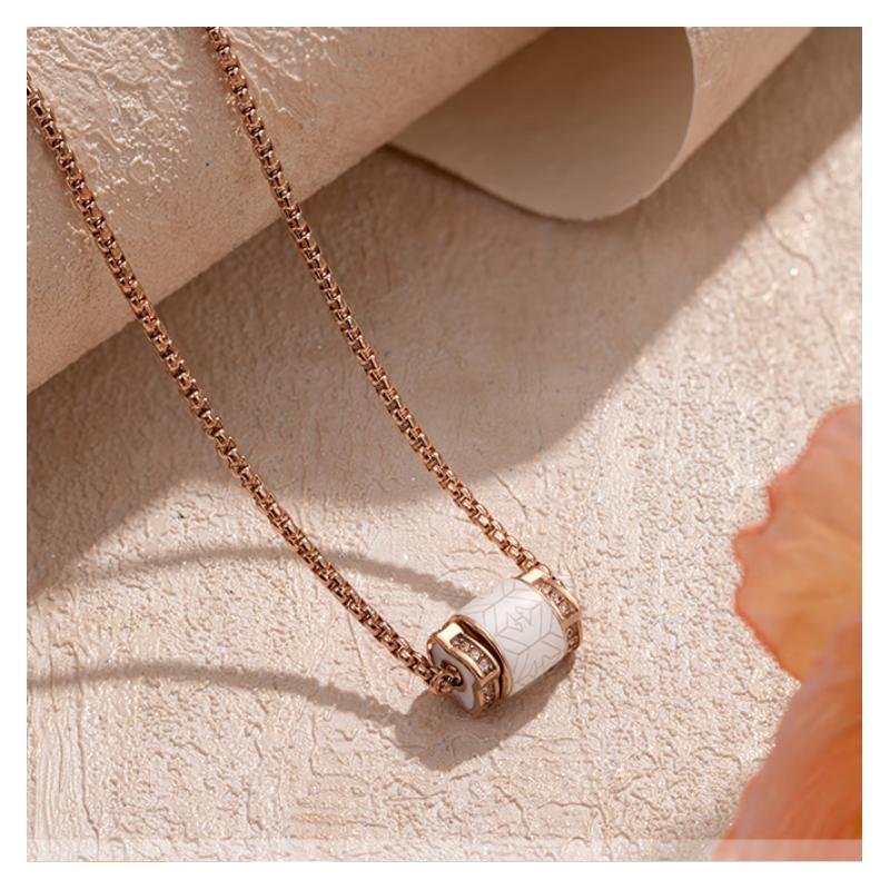 Emporio Armani Necklace Fashion Beaded Transfer Beads Small Waist Stainless Steel Diamond Small Waist Necklace F Basic Packaging-brand Original Box