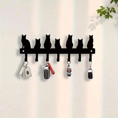 Cat Shape Key Hook Wall Mount Metal Key Holder Home Decor Storage Christmas Gift