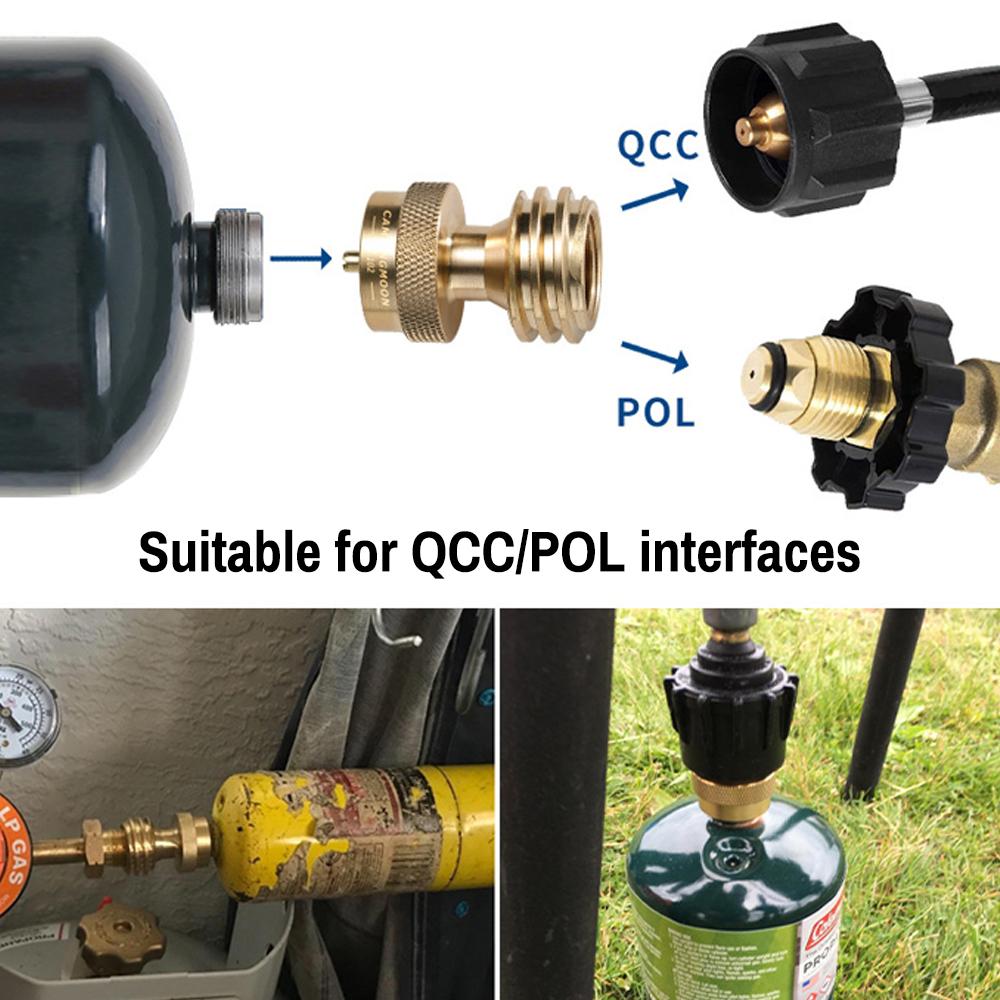 QCC Furnace To Propane Gastank Adapter Outdoor Camping Picnic Stoves Accessory Brass Connector for