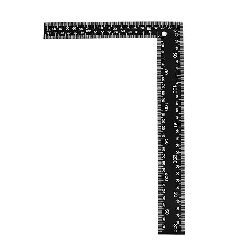 A84E-2X Teacher 0-30Cm 0-20Cm Measuring Range L Shaped Design Square Ruler Black