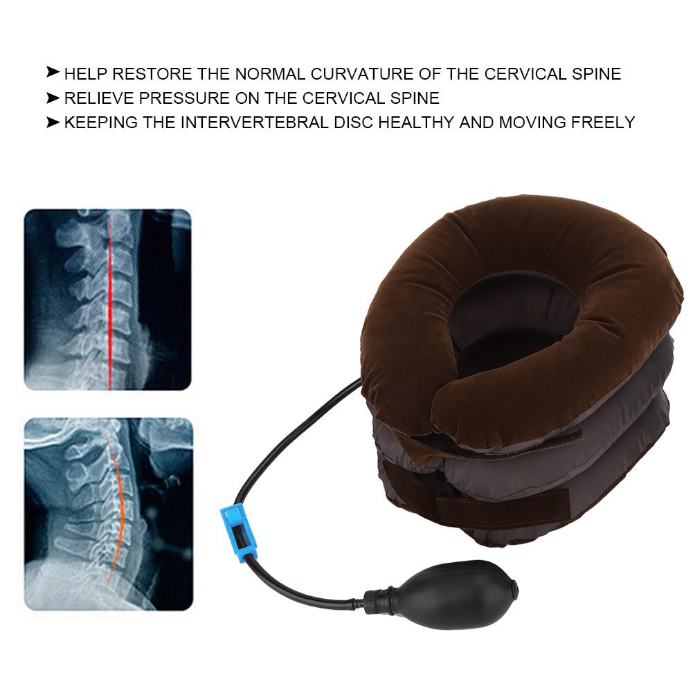 Inflatable Cervical Vertebra Tractor Protector Neck Brace Support Fixation Traction InstrumentCoffee