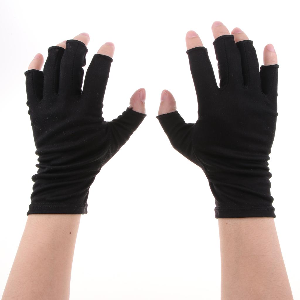 Womens Silk Stretchy Half Finger Gloves, Fingerless Short Gloves чёрный