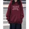 Autumn and winter Korean version bow print niche sweet sister long-sleeved hooded sweater women's lazy style design fleece jacket