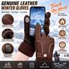 Full Finger Riding Cycling Gloves Touch Screen Fleece Lined Gloves Genuine Leather Gloves  Men