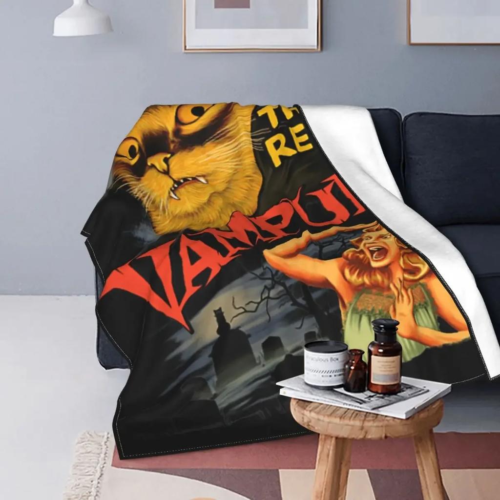 Cat The Return Of Vampurr Plush Blanket Horror Halloween Fashion Throw Blankets for Bed Sofa Couch 150*125cm Quilt throw blanket
