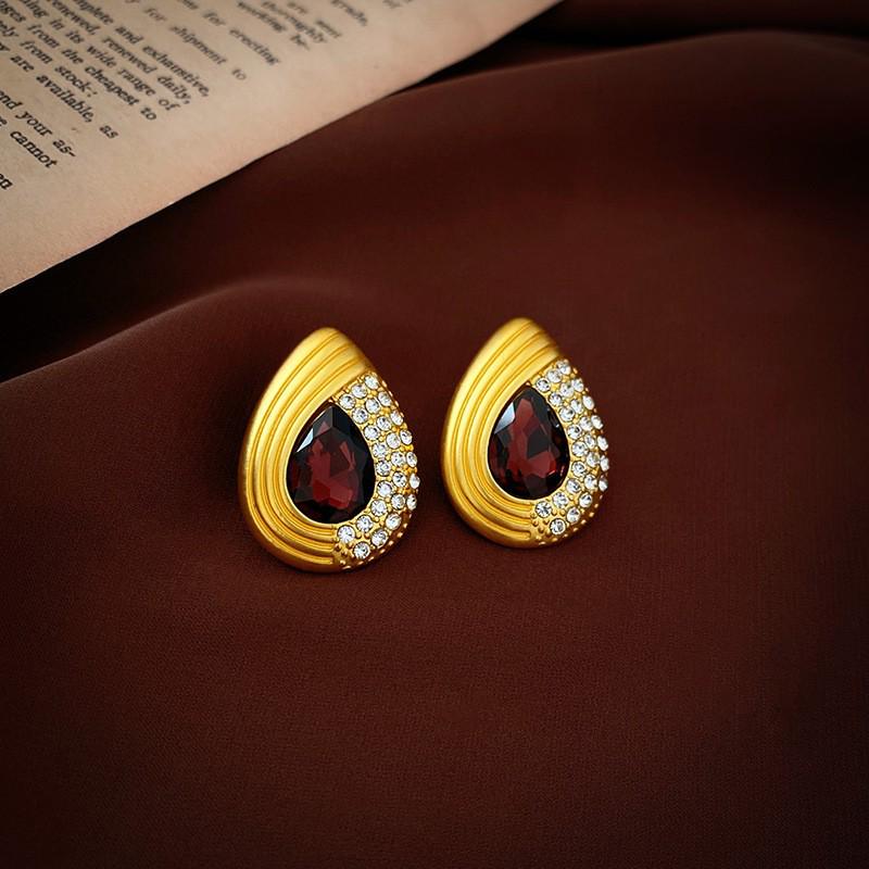 Französisches Gericht Strass-Wassertropfen Schmuckset: Luxuriöses Halsketten- und Ohrring-Set für Damen