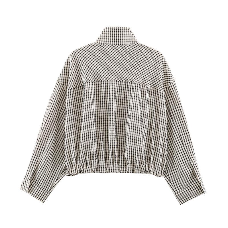 Veste Courte d'Été Décontractée Lâche à Carreaux Style Western pour Femme S
