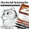 Fine Tip Brush Liner Pen with Extra-Fine Soft Tip for Sketch Practice, Illustration Work, and Daily Art Study Use