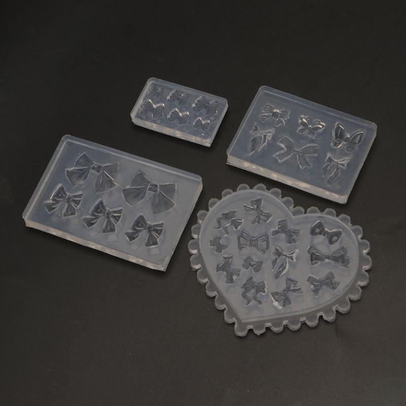 Sculpture Stamping Plate Nails Art Stencils Crystal Epoxy Resin Mold Silicone Nail Carving Mold 3D Mini Bowknot Mould