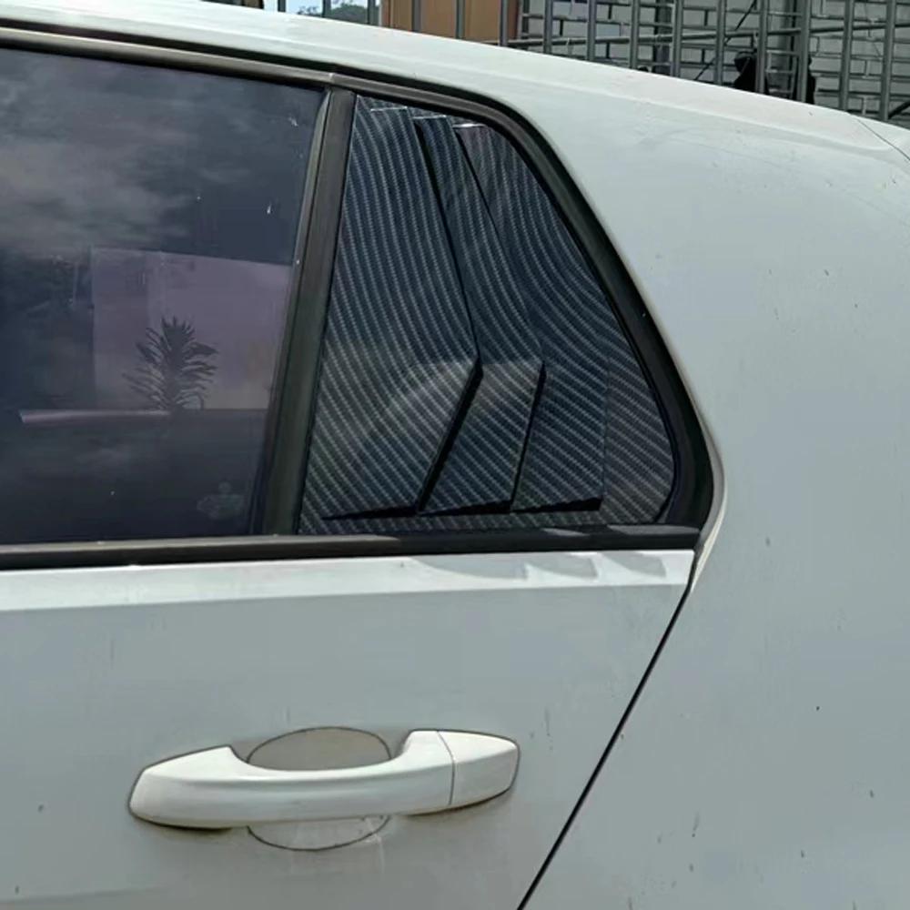 For VW Golf MK7 MK7.5 2013-2019 Car Rear Louver Window Side Shutter Cover Trim Sticker Vent Scoop ABS Carbon Fiber Black Parts