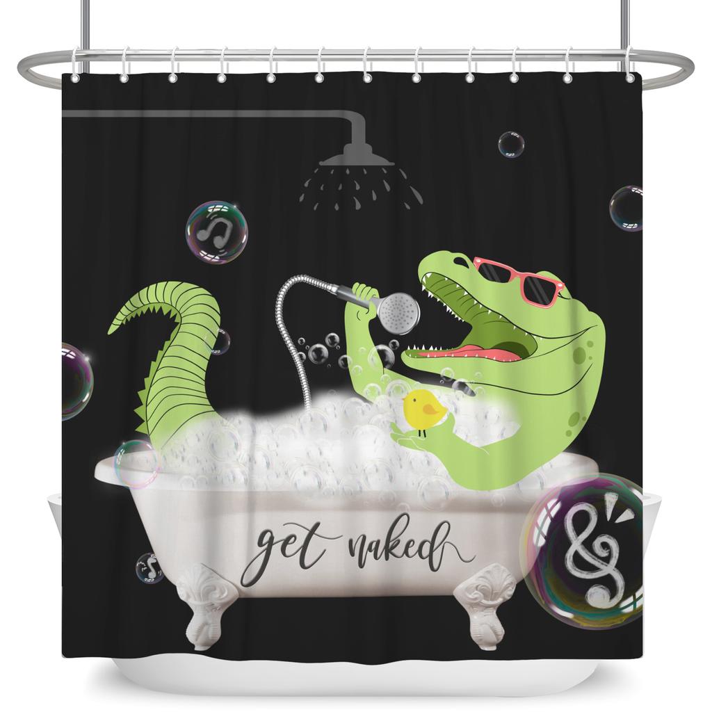 Cute Dinosaur Funny Animal Shower Curtains Bathroom Bathtub Decoration Waterproof Polyester Bath Curtain Home Decor with Hooks