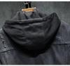 Men's Thickened Hooded Denim Jacket: Japanese Trendy Brand, Autumn/Winter Warm Cotton, Removable Hood