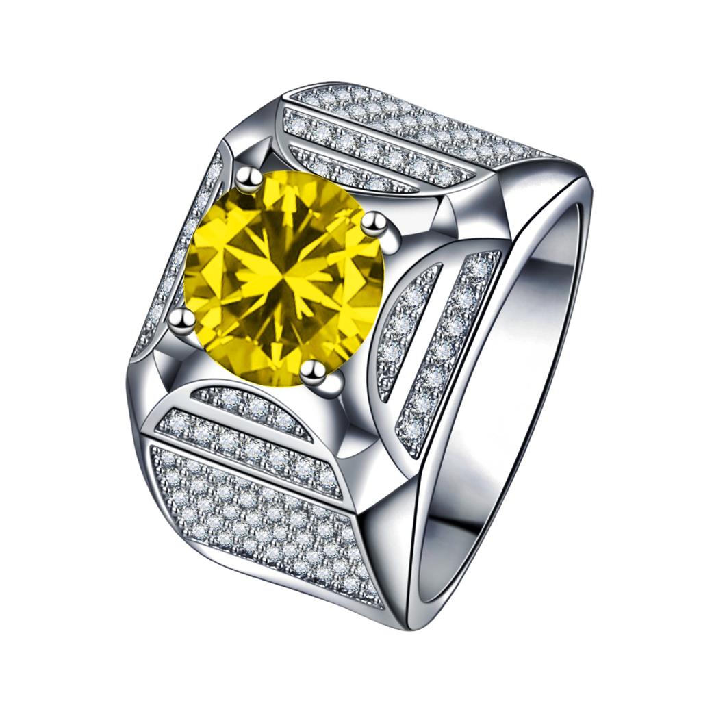 2026 Luxury Full Diamond Wide Edition Gentleman's Ring with Zircon Engagement Ring Sparkling Fire Color Charming Diamond Ring