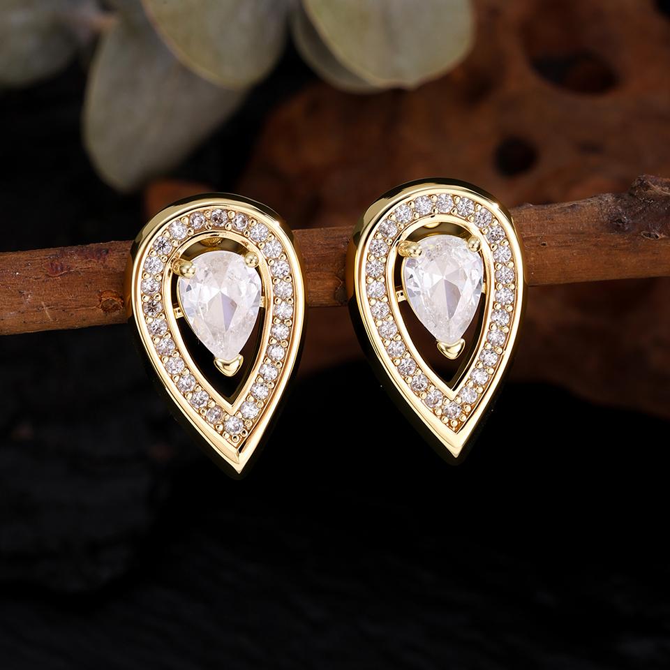 ZAKOL New Pear-shaped Water Drop Zirconia Dangle Earrings for Women Brilliant Clear Crystal Banquet Wedding Zircon