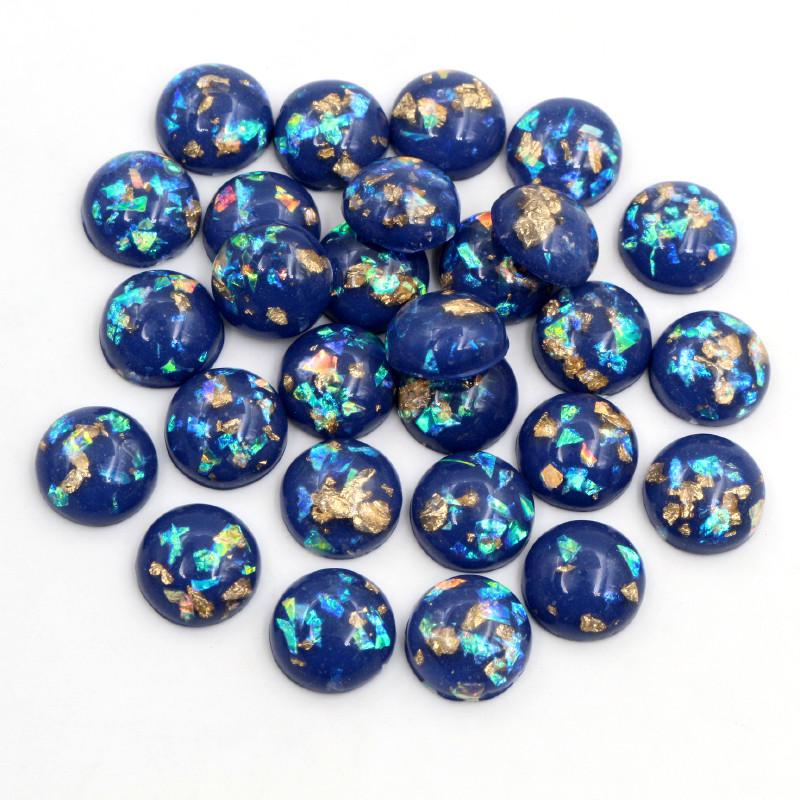 40 Stück 8mm 10mm 12mm Runde Eingebettete Metallfolie Flache Rückseite Harz Cabochons Kuppel DIY Ohrringe Schmuckherstellung Zubehör Fundstücke
