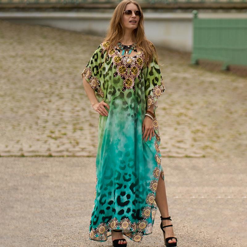 

Пляжный халат из вискозы большого размера: Свободное длинное платье и накидка для купальника One Size