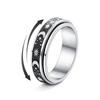 Vintage Stainless Steel Sun Moon Star Rotating Spinner Ring Wedding Anniversary Promise Jewelry Gift for Her Him