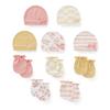 KIDDIEZOOM 0-6Months Boys Girls Hats Gloves Set 100% Cotton Soft Caps Mittens Baby Accessories