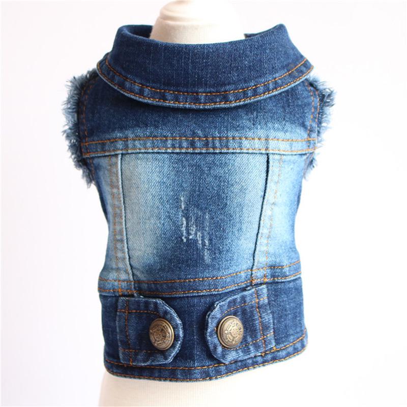 Vintage Distressed Denim Vest for Dogs: Teddy, Poodle & Bichon Frise - Stylish Spring/Autumn Pet Tank