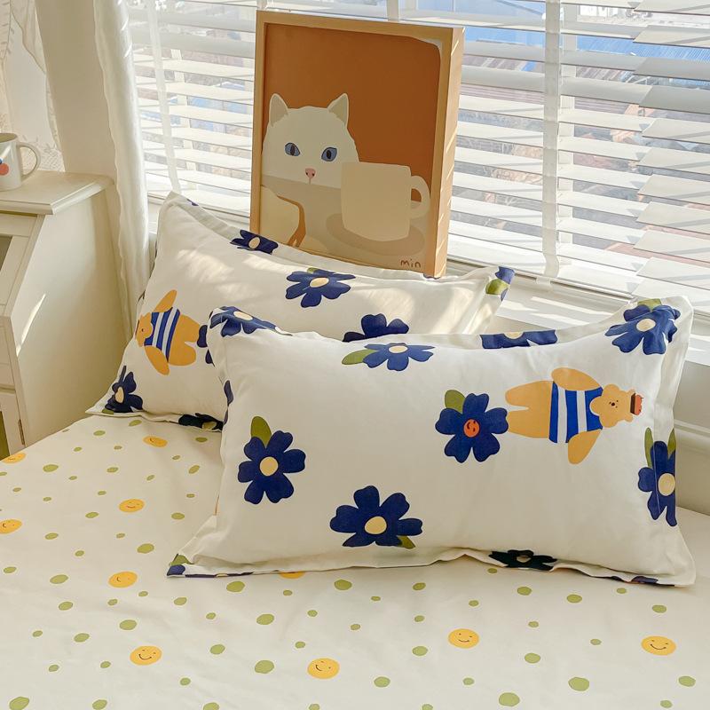 Pastoral Style Plant Cashmere Print Four-piece Bedding Set Dormitory Fresh Bed Sheet Three-piece Set