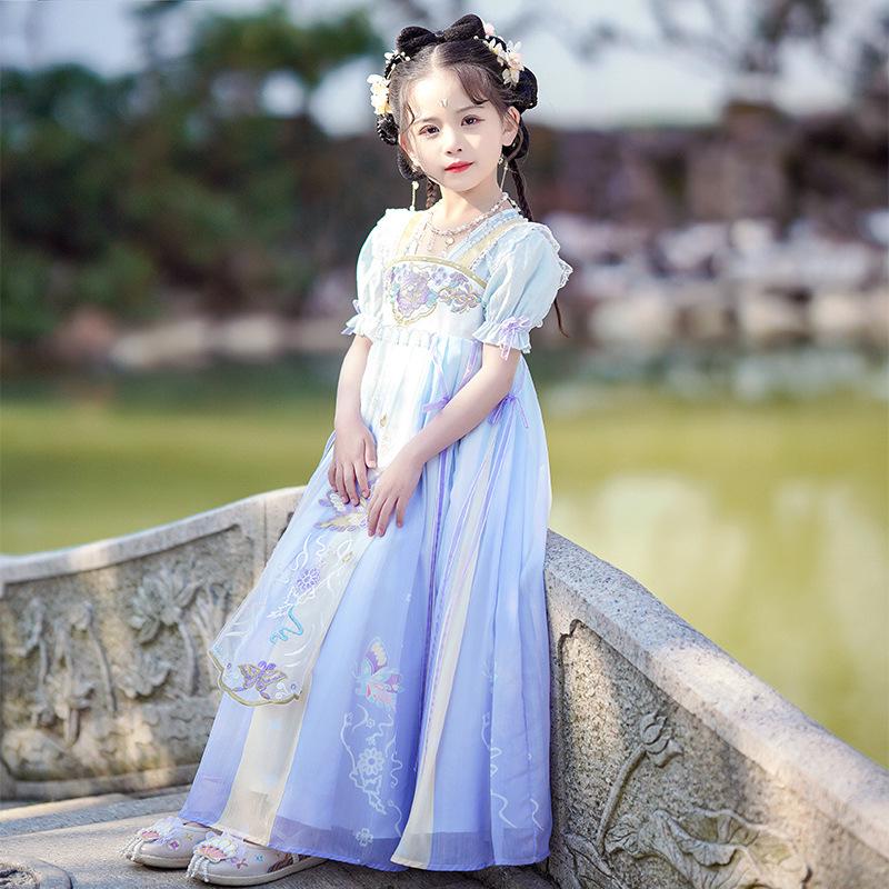 Children's Hanfu: Girls' Summer Thin Style Tang Suit Skirt - Ancient Costume for Small To Medium Kids