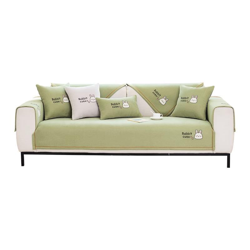 Cartoon Embroidered Sofa Cushion Four Seasons Universal Non-Slip Cotton Linen Cover Towel Simple Modern Sofa Cover Cushion