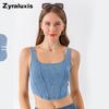 New Women's Denim Yoga Muscle Tank Top - Slimming Scoop Neck Athletic Vest for Workout and Outdoor Wear