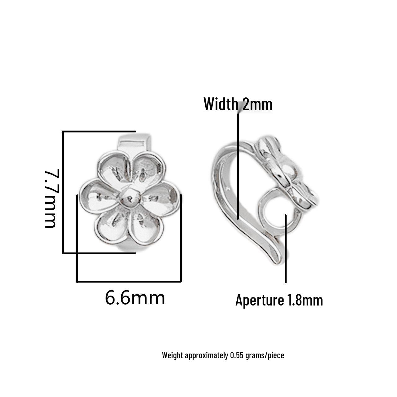 Sterling Silver 999 Chinese Style Flower End Clasps for DIY Jewelry Making Single
