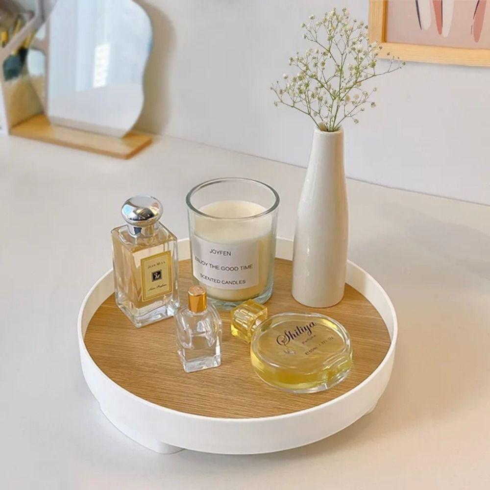 Plastic Round Storage Tray White Home Decorative Storage Tray Fashion Key Plate  Women