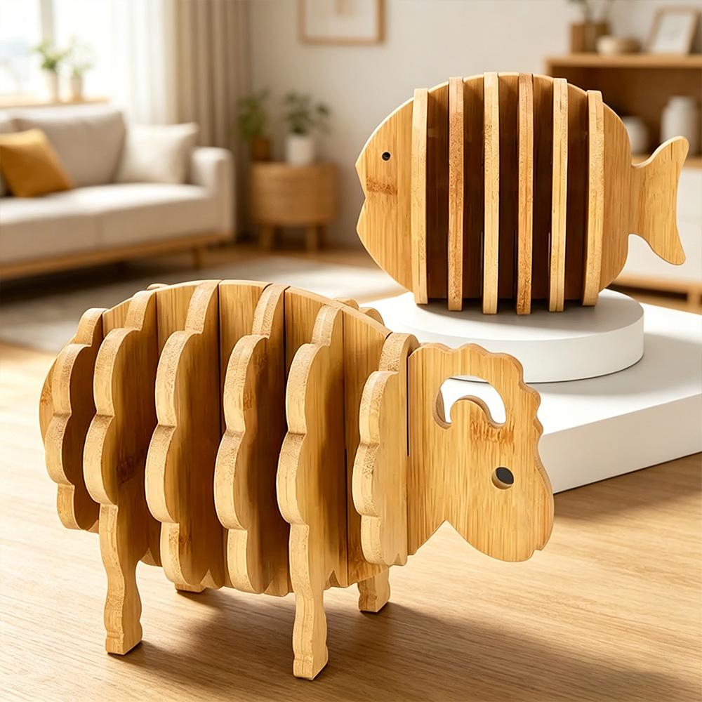 Household Bamboo Cup Coaster High Temp Resistant Non-Slip Table Placemat