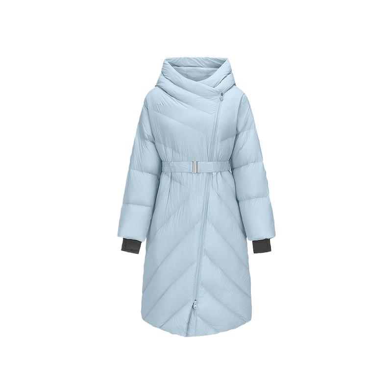 Skechers Freedom Series Water Comfortable Warm Solid Color Hooded Zipper Long Sleeve Down Jacket Women outerwear Bamboo-Blue P424W178-04JJ M