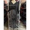 Women Sequined Beaded V Neck Bodycon Midi Dress European American Street Style