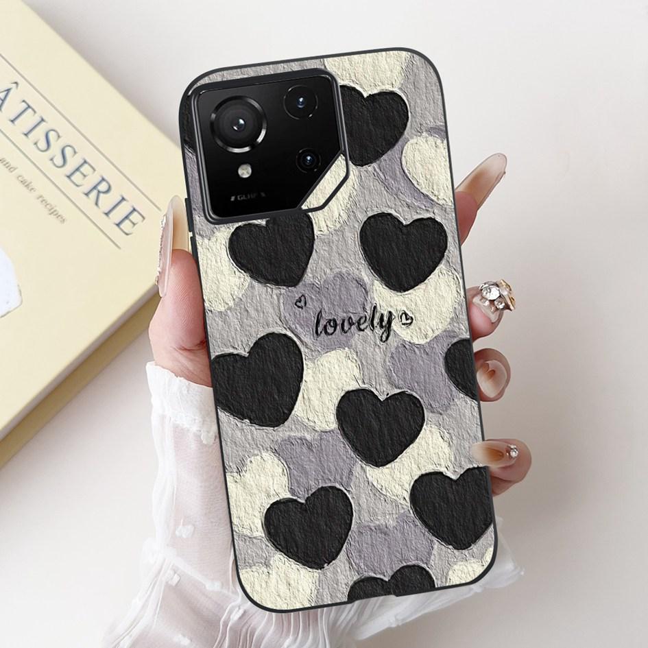For Asus Rog Phone 9 Pro 5G Case Popular Flower Cartoon Soft Black Silicone Shockproof Cover For Asus Rog Phone 9 FE Phone9 Capa