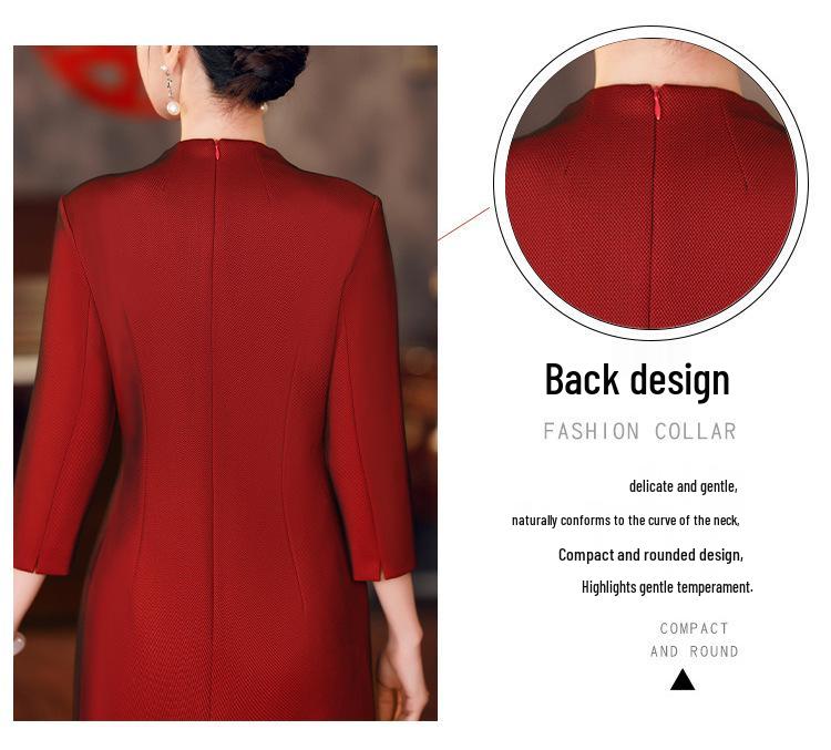 2025 Autumn Elegant V-Neck Slimming Dress for Mother of the Bride