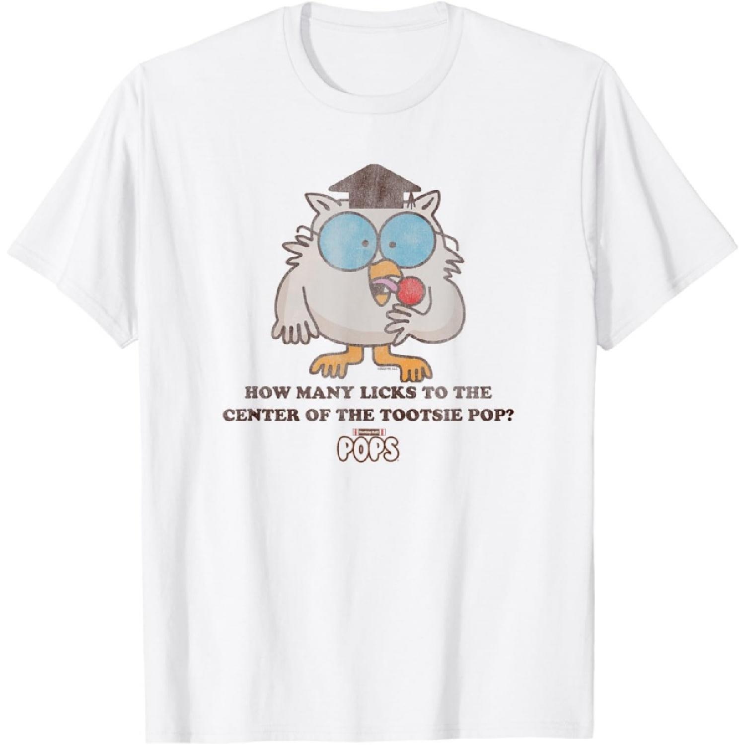 Tootsie Roll Pop Owl How Many Licks To The Center T-Shirt S