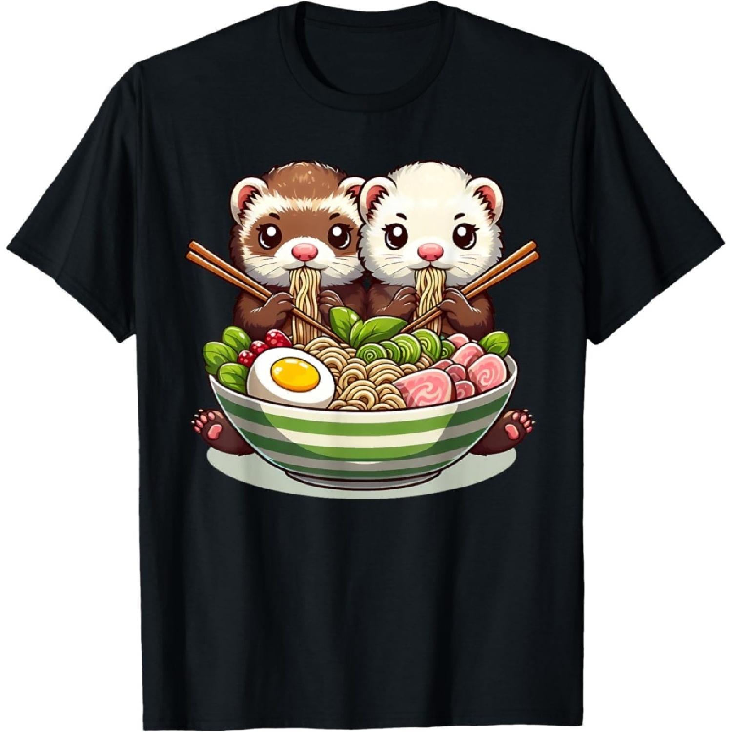 Ferret Ramen Noodle Japanese Kawaii Anime Gifts Men Women T-Shirt S