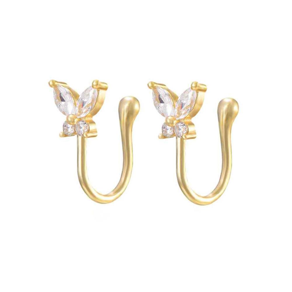 New Design Gold Color Moon Star Minimal Drop Earrings For Women Small Crystal Chain Butterfly Piercing Earring Korean Jewelry