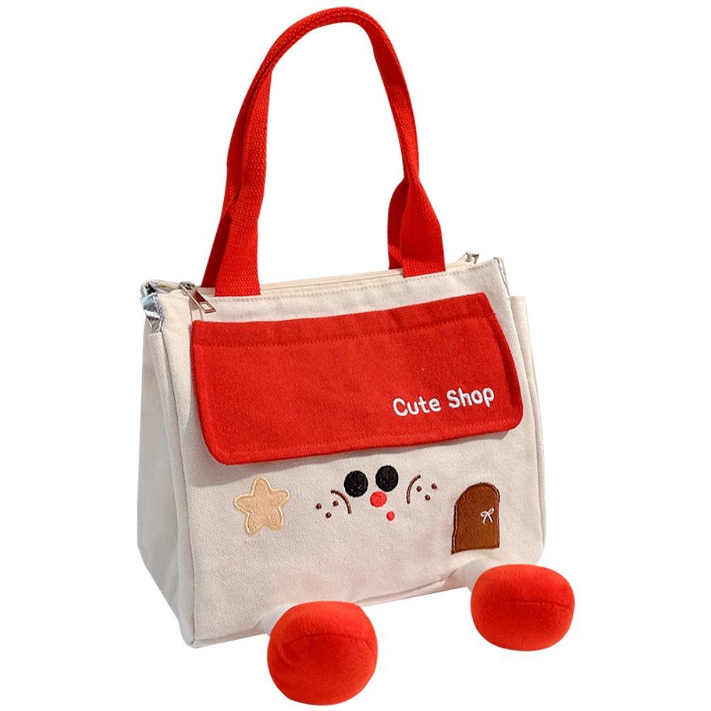 

Cute Insulated Tote Bag Small Food Thermal Handbag Casual Cartoon Lunch Bag Women красный