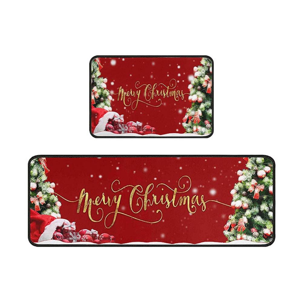

2PCS Merry Christmas Doormat Home Entrance Doormat Hallway Bedroom Living Room Decoration Floor Carpet Xmas Front Door Mat M