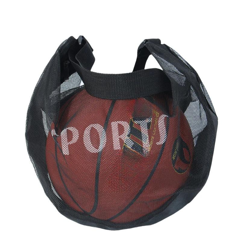1pcs Adjustable Basketball Mesh Bag Mesh Fabric Single Shoulder Crossbody Ball Bag Zipper Pocket Handbag