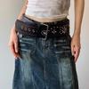 Fashionable Rivet Studded Wide Belt For Women Men Pin Buckles PU Waistband for Street Wear Jeans Pants Waist Accessory