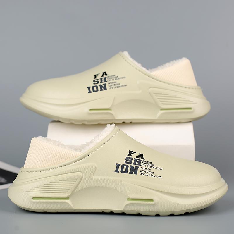 

Новые зимние мужские теплые тапочки хлопковые тапочки для улицы и дома теплая обувь водонепроницаемые мужские и женские домашние плюшевые теплые тапочки для спальни 36-37