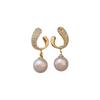 Elegant Pearl Stud Earrings for Women , Simple Chic Design , Light Alloy Ear Jewelry
