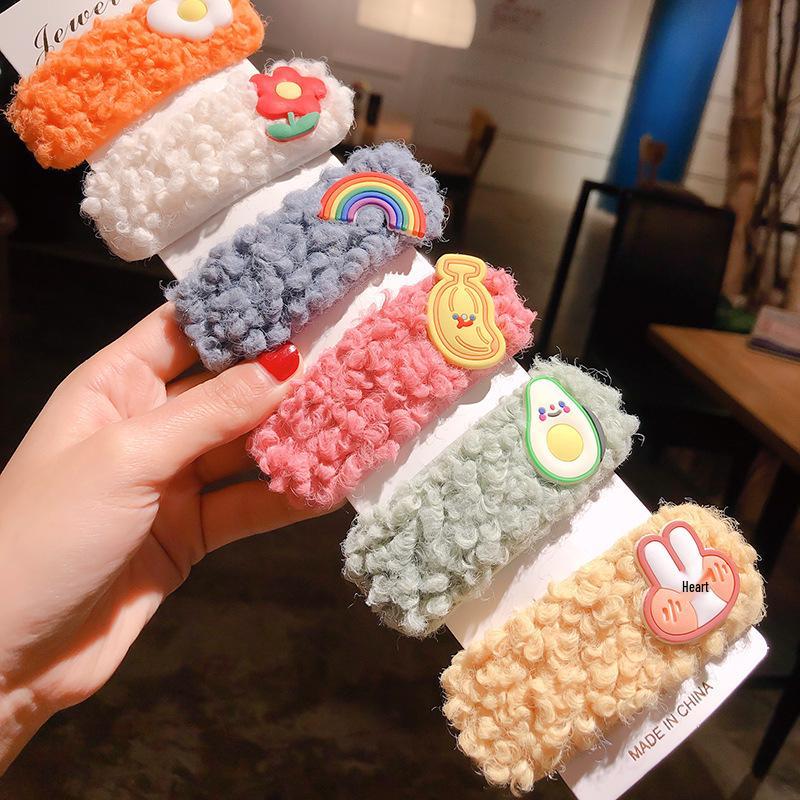 Korean Influencer Lambswool Mori Girl Hair Clip - Plush Fairy Side Hairpin