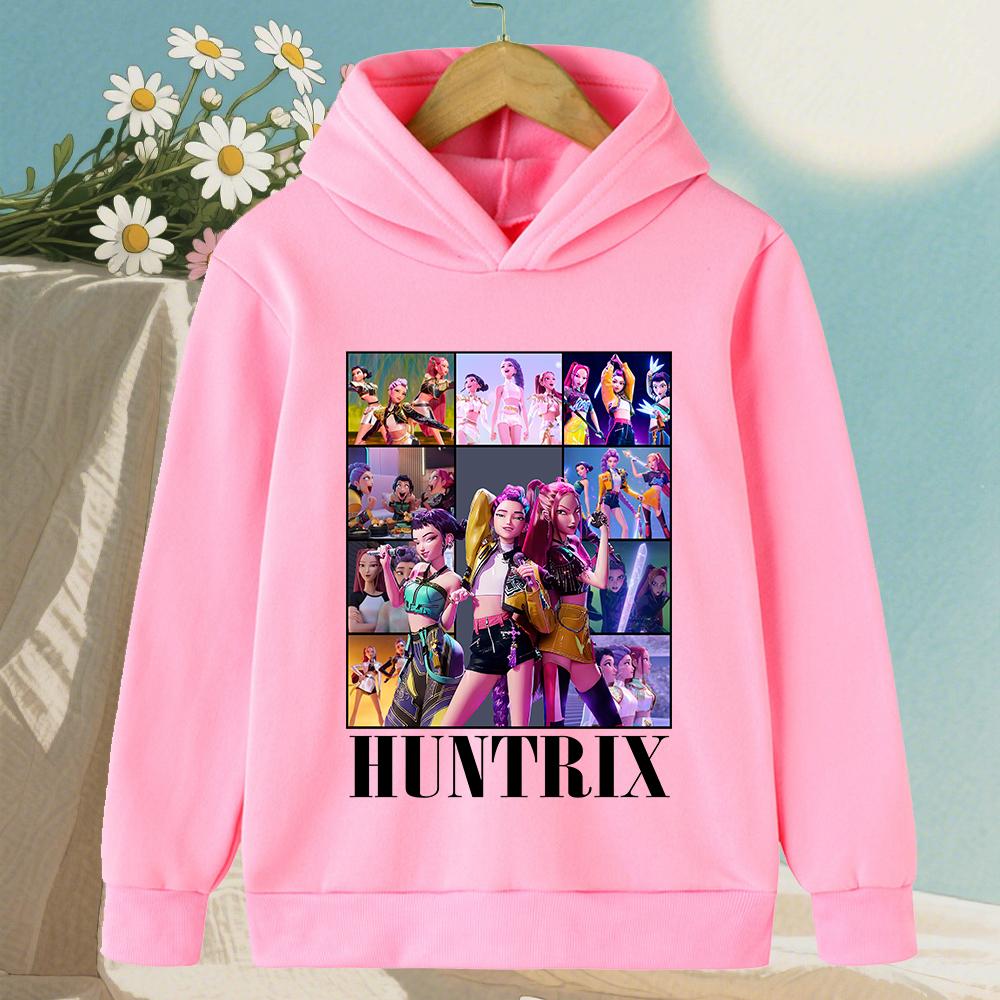 KPop Demon Hunter Rumi Cartoon Girls Boy Hooded Sweatshirt Warm Children's Korean Wave Fashion Casual Tops Casual Girls Clothing