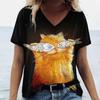 T-Shirts Women's Fashion T-Shirt Cat Print Casual Comfort Short Sleeve Crew Neck Pullover Clothing